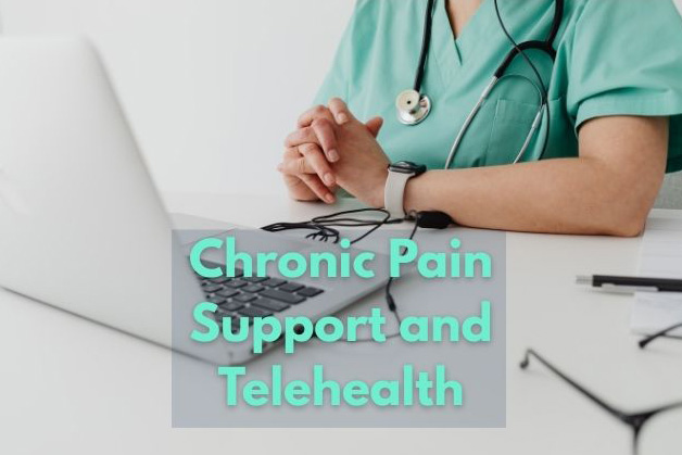 Telehealth professional in front of her laptop doing a virtual consultation
