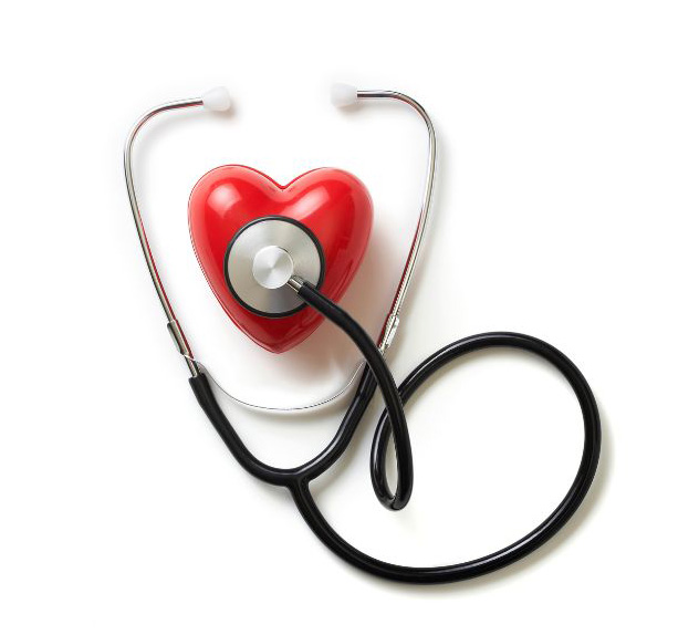 photo of a stethoscope and a model of a heart