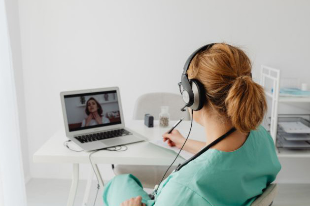 Health provider on a telehealth consult