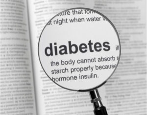 Image of a magnifying lens highlighting the word "diabetes"